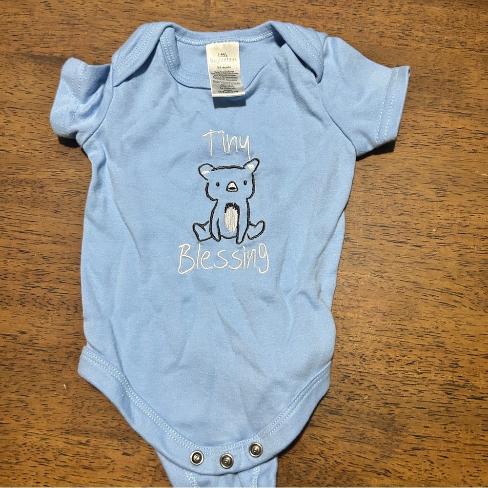 Blue Baby Onesie with Bear Design
